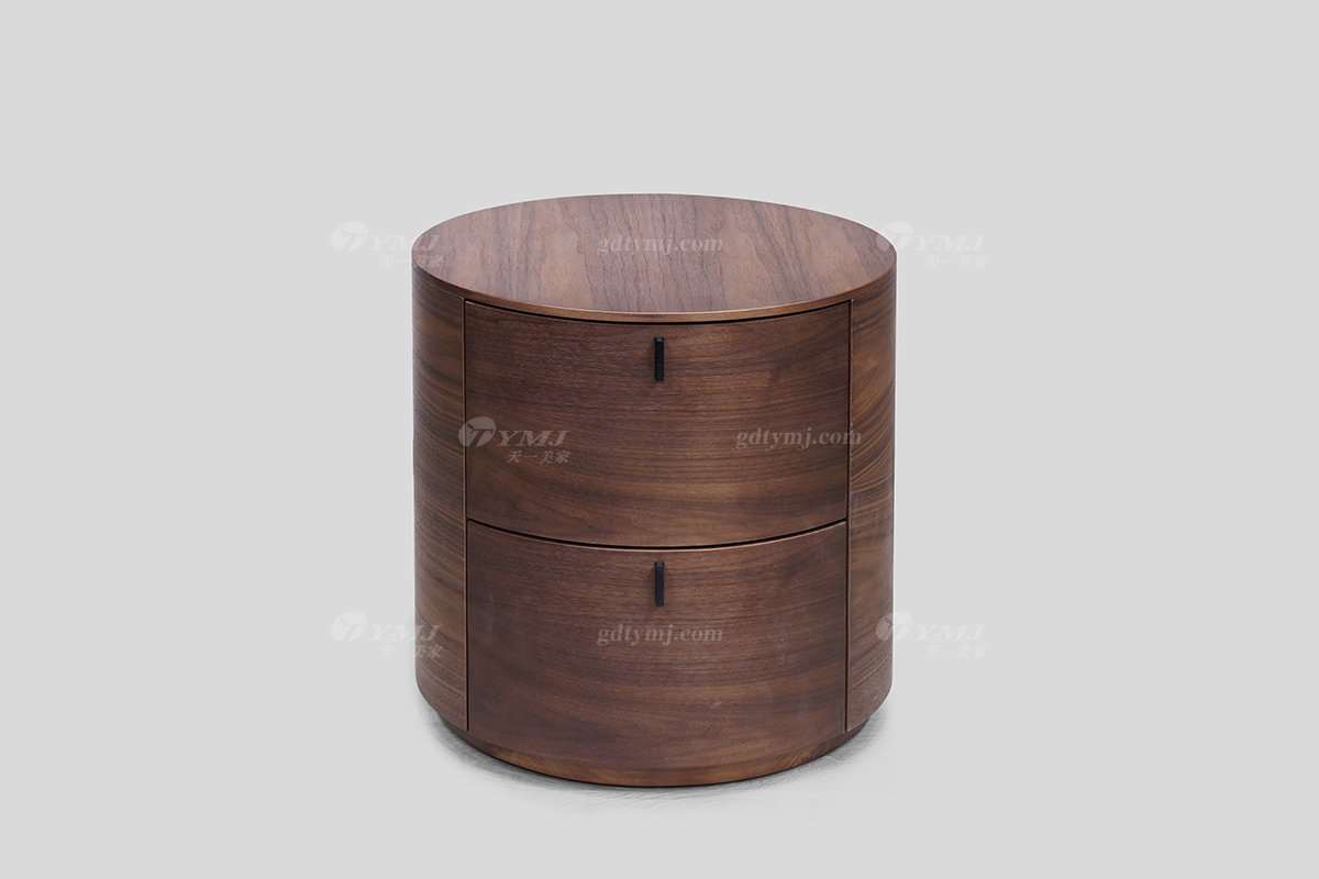意式極簡(jiǎn)風(fēng)格高端別墅會(huì)所家具品牌現(xiàn)代簡(jiǎn)約時(shí)尚臥室黑胡桃實(shí)木床頭柜
