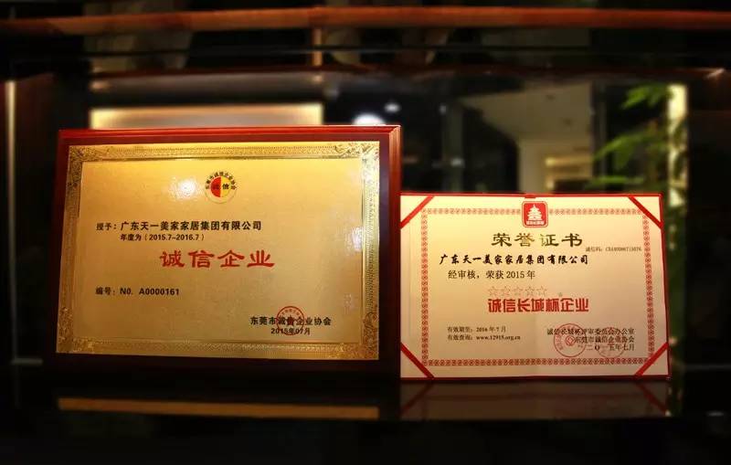 天一美家集團(tuán)榮獲“誠(chéng)信長(zhǎng)城杯企業(yè)”傳遞行業(yè)正能量！